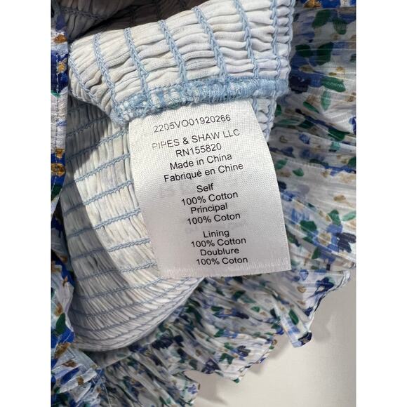 Veronica Beard Darrah Dress Smocked Blue Floral Sz 14 - Picture 7 of 7